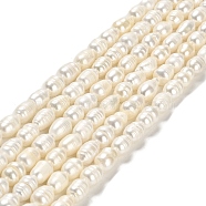 Natural Cultured Freshwater Pearl Beads Strands, Rice, Grade AB, White, 8~12x6~7mm, Hole: 0.7mm, about 37pcs/strand, 12.60''(32cm)(PEAR-E016-172)