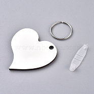 Sublimation Blanks Keychains, MDF Board Heat Transfer Keyring, for Heat Press, Heart, Stainless Steel Color, White, 85x54.5mm(KEYC-WH0016-24)