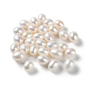 Natural Cultured Freshwater Pearl Beads, Half Drilled, Rice, Grade 5A, WhiteSmoke, 8~10.5x7~8mm, Hole: 0.9mm(PEAR-E020-16)