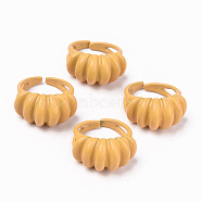 Spray Painted Alloy Cuff Rings, Open Rings, Cadmium Free & Lead Free, Orange, US Size 5 1/4(15.9mm)(RJEW-T011-24A-RS)