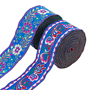 AHANDMAKER 2 Rolls 2 Colors Ethnic Style Embroidery Polyester Ribbons, Jacquard Ribbon, Garment Accessories, Floral Pattern, Mixed Color, 1-1/4 inch(33mm), 275.6 inch/roll, 1roll/color(OCOR-GA0001-15)