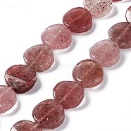 Natural Strawberry Quartz Beads Strands, Twist Flat Round, 16x6~7mm, Hole: 1mm, about 25pcs/strand, 15.75''(40cm)(G-O120-10)