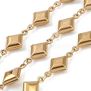 Ion Plating(IP) 304 Stainless SIon Plating(IP) 304 Stainless Steel Rhombus Link Chains, with Spool, Soldered, Real 18K Gold Plated, Link: 18x10x4.5mm and 4x2.5x0.38mm(CHS-Z002-02G)