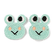 Animal Polyester Knitted Appliques, Costume Hat Bag Ornament Accessories, Frog Pattern, 31x27x2.5mm(DIY-WH0399-42D)