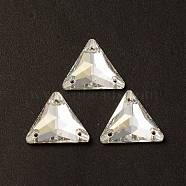 Triangle Shape Sew on Rhinestone, K5 Glass Rhinestone, Multi-Strand Link, Plated Flat Back, Sewing Craft Decoration, Crystal, 16x18x5mm, Hole: 1mm(GLAA-A024-06A-001TR)