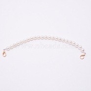 White Acrylic Round Beads Bag Handles, with Zinc Alloy Lobster Clasps and Steel Wire, for Bag Replacement Accessories, Light Gold, 31cm(FIND-TAC0006-24G-02)