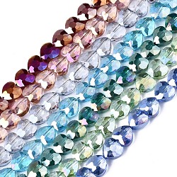 Electroplate Glass Beads Strands, Faceted, Heart, Mixed Color, 7x7x4mm, Hole: 1mm, about 100pcs/strand, 25.59 inch(65cm)(EGLA-S176-08B)
