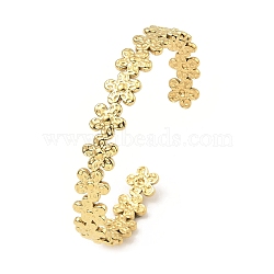 304 Stainless Steel Cuff Bangles, Flower, Golden, Inner Diameter: 2-1/4 inch(5.55cm)(BJEW-P302-04G)