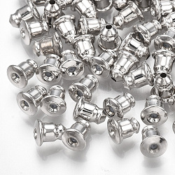 Brass Ear Nuts, Earring Backs, with silicon, Real Platinum Plated, 6x5mm(KK-S348-252)