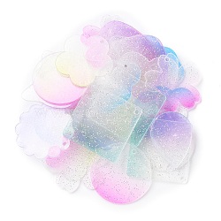 Acrylic with Glitter Powder Pendants, Acrylic Disc, DIY Disc Keychain Accessories, Mixed Color, 33~65.5x33.5~65.5x1mm, Hole: 3~3.1mm(X1-OACR-B009-01D)