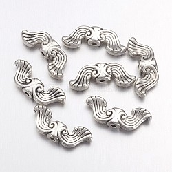 Alloy Beads, Wing, Cadmium Free & Lead Free, Antique Silver, 19x7.5x3.5mm, Hole: 1.5mm(X-EA9130Y)