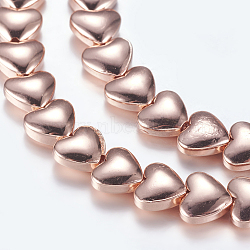 Non-magnetic Synthetic Hematite Beads Strands, Heart, Rose Gold Plated, 5x6x2.5mm, Hole: 1mm, about 82pcs/strand, 15.7 inch(40cm)(G-P338-27A-6mm-RG)