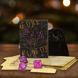 Divination Supplies Sets, Including Resin Dice, Cardboard Box, Parchment, Velvet Drawstring Bags, Instruction, Mixed Color, Box: 100x75x35mm(PW-WG93908-01)