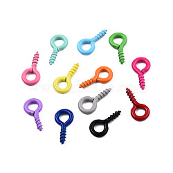 Spray Painted Iron Screw Eye Pin Peg Bails, For Half Drilled Beads, Cadmium Free & Nickel Free & Lead Free, Mixed Color, 10x5x1mm, Hole: 2.5mm, Pin: 1.5mm(IFIN-N010-002B)
