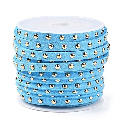 Faux Suede Cord, with Golden Tone Alloy Rivet, For Punk Rock Jewelry Making, Deep Sky Blue, 5x2mm, about 5.47 Yards(5m)/Roll(LW-Q016-5mm-1081-1)