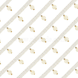 Polyester Lace Trim, with Acrylic Beads Tassel Trimming, Piping Strips for Home Textile Decoration, Beige, 5/8~2 inch(15~50mm), about 12.58 Yards(11.5m)/Card(OCOR-WH0067-60A)