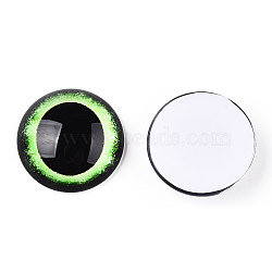 Glass Cabochons, Half Round with Eye, Pale Green, 20x6.5mm(GGLA-T004-04J)