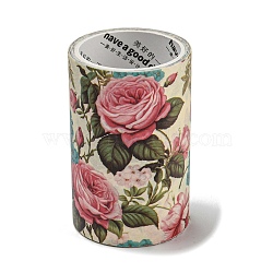 Flower Decorative Paper Tapes, Floral Adhesive Tapes, for DIY Scrapbooking Supplie Gift Decoration, Hot Pink, 60mm, about 2.19 Yards(2m)/Roll(STIC-C006-01G)