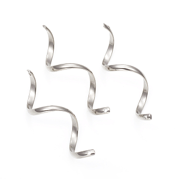 304 Stainless Steel Links,  Spiral, Stainless Steel Color, 49.5~50.5x3x1.5mm, Hole: 1.2mm