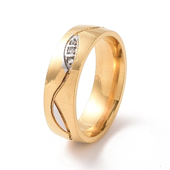 Crystal Rhinestone Leaf Wrap Finger Ring, 201 Stainless Steel Jewelry for Women, Golden, Inner Diameter: 17mm