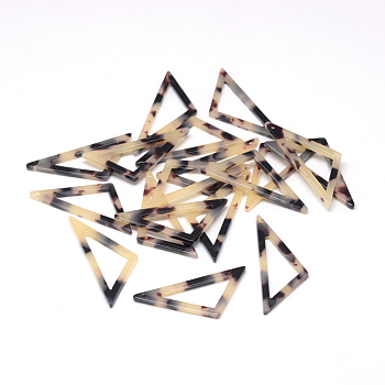 Cellulose Acetate(Resin) Pendants, Triangle, Antique White, 39x17x2.5mm, Hole: 1mm
