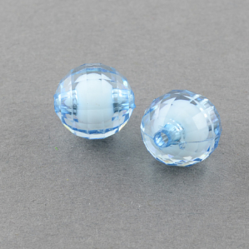Transparent Acrylic Beads, Bead in Bead, Faceted, Round, Sky Blue, 12mm, Hole: 2mm, about 580pcs/500g
