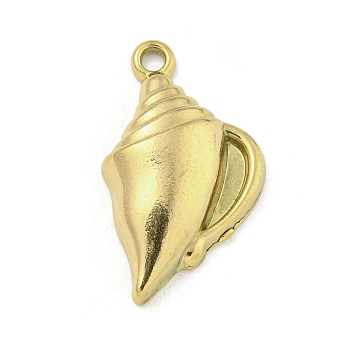 Ion Plating(IP) 304 Stainless Steel Pendants, Conch Charm, Real 18K Gold Plated, 22x12.5x4.5mm, Hole: 1.5mm