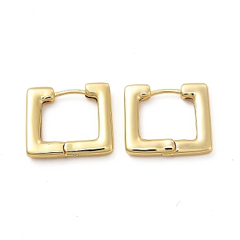 Rack Plating Brass Square Hinged Hoop Earrings for Women, Lead Free & Cadmium Free, Real 18K Gold Plated, 22x19x3.5mm, Pin: 1mm