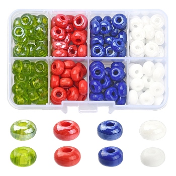 160Pcs 8 Style Opaque & Transparent Colours Glass Round Beads, Round Hole, Mixed Color, 3~5x9~10mm, Hole: 2.5mm, 20pcs/style