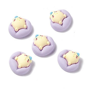 Opaque Resin Cabochons, Sleeping Puppy in Bed, Lemon Chiffon, 19x21x8.5mm
