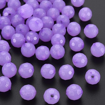 Imitation Jelly Acrylic Beads, Faceted, Round, Dark Orchid, 10x9.5mm, Hole: 1.8mm, about 890pcs/500g