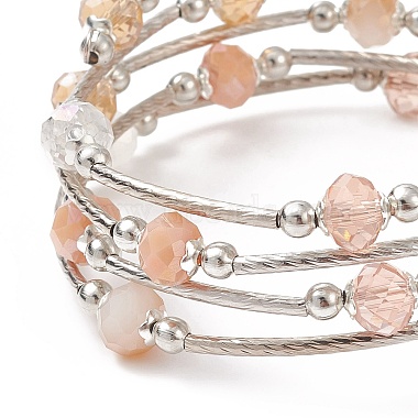 Glass Beads Five Loops Wrap Bracelets(BJEW-JB09056-05)-4
