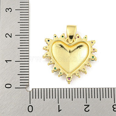 pendentifs en forme de cœur en laiton plaqué micro pavé de zircones cubiques colorées(KK-Z053-01G)-3