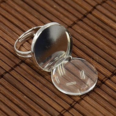 18mm Clear Domed Glass Cabochon Cover and Brass Pad Ring Bases for DIY Portrait Ring Making(DIY-X0130-S)-3