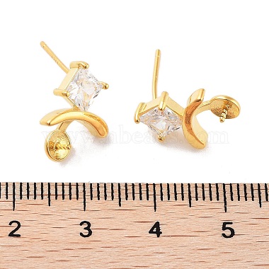 925 Sterling Silver with Cubic Zirconia Stud Earring Findings(EJEW-B038-19G)-3