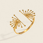 European 304 Stainless Steel Open Cuff Bangles for Women, Sun, Real 18K Gold Plated, Inner Diameter: 2-3/8 inch(6cm)(IO2683-1)