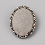 Tibetan Style Zinc Alloy Bolo Tie Slides Clasp Cabochon Settings, Blank Bolo Tie Slides Low Profile Accessories, Antique Silver, Oval, Tray: 39.5x30mm, 46.5x37x10mm(FIND-WH0260-37G-AS)