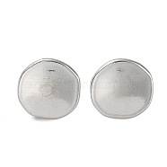 304 Stainless Steel Flat Round Ear Studs for Women, Stainless Steel Color, 12x12.5mm(EJEW-P234-13P)