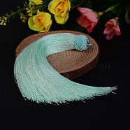 Beautiful Design Nylon Tassel Pendant Decorations, Aquamarine, 160x18mm, Hole: 4mm(NWIR-I007-42)