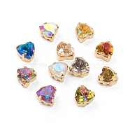 Sew on Rhinestone, Glass Rhinestone, with Raw(Unplated) Brass Prong Settings, Garments Accessories, Heart, Mixed Color, 8.5x8x5.5mm, Hole: 1.2mm(RGLA-G077-P01-M2)