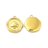 Ion Plating(IP) 304 Stainless Steel Pendants, Flower with Heart Charm, Real 14K Gold Plated, 15x14x2.5mm, Hole: 1.2mm(STAS-F284-08G)