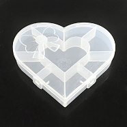 Heart Plastic Bead Storage Containers, 9 Compartments, Clear, 13.5x15.5x2.7cm(CON-Q023-16)