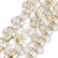 Transparent Glass Imitation Gemstone Beads Strands, Rectangle, Light Khaki, 17x12.5x7.5~8mm, Hole: 1.2mm, about 28pcs/strand, 13.78 inch(35cm)(GLAA-G105-01E)