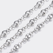 3.28 Feet 304 Stainless Steel Chains, Flat Round Link Chains, Soldered, Stainless Steel Color, 8x3x2mm(X-STAS-P197-047P)