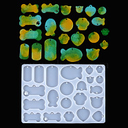 Bone & Fish & Heart DIY Silicone Pendant Molds, Resin Casting Molds, for UV Resin & Epoxy Resin Craft Making, White, 181x129mm(WG41789-01)