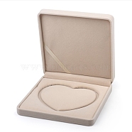 Velvet Necklace Boxes, Jewelry Packaging Box, Square, Beige, 19x19x4cm(PW-WG53998-04)