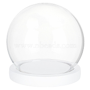 Glass Dome Cover, Decorative Display Case, Cloche Bell Jar Terrarium with Wood Base, White, 125x115mm(AJEW-WH0413-43A)