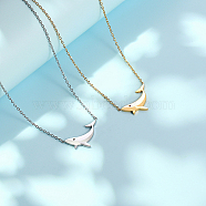 Stainless Steel Pendant Necklaces with Cable Chains, Dolphin, Golden, 17.72 inch(45cm)(AF6538-1)