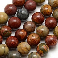 Round Natural Picasso Beads Strands, Picasso Stone/Picasso Jasper, 10mm, Hole: 1mm, about 38pcs/strand, 15 inch(G-P062-64)