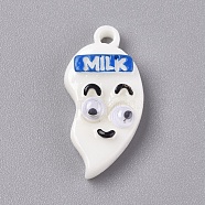 Plastic Pendants, Mike with Word, White, 27.5x14x7mm, Hole: 2.2mm(KY-WH0020-34)